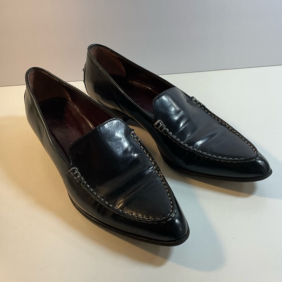 Vintage Tod’s Black Leather Pointy Toe Vintage Driver Moccasin Loafers - Picture 1 of 10